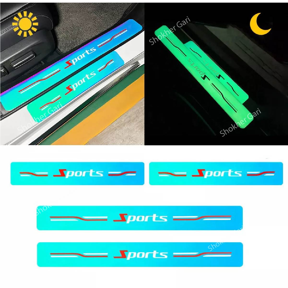 4 Pcs Car Door Sill Scuff Radiant Protector Stickers image 6