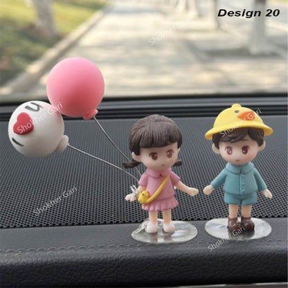 Car Dashboard Showpiece Cute Cartoon Couple Action Doll Balloon image 17