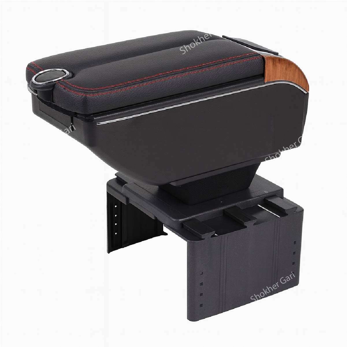 Car Universal Armrest Box Double Doors Open USB Console Box(3 colours) - Black image
