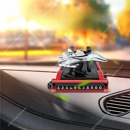 4 in 1 Airplane Shape, Car Air Freshener,  Phone Holder , Parking License Plate Safety - Red image