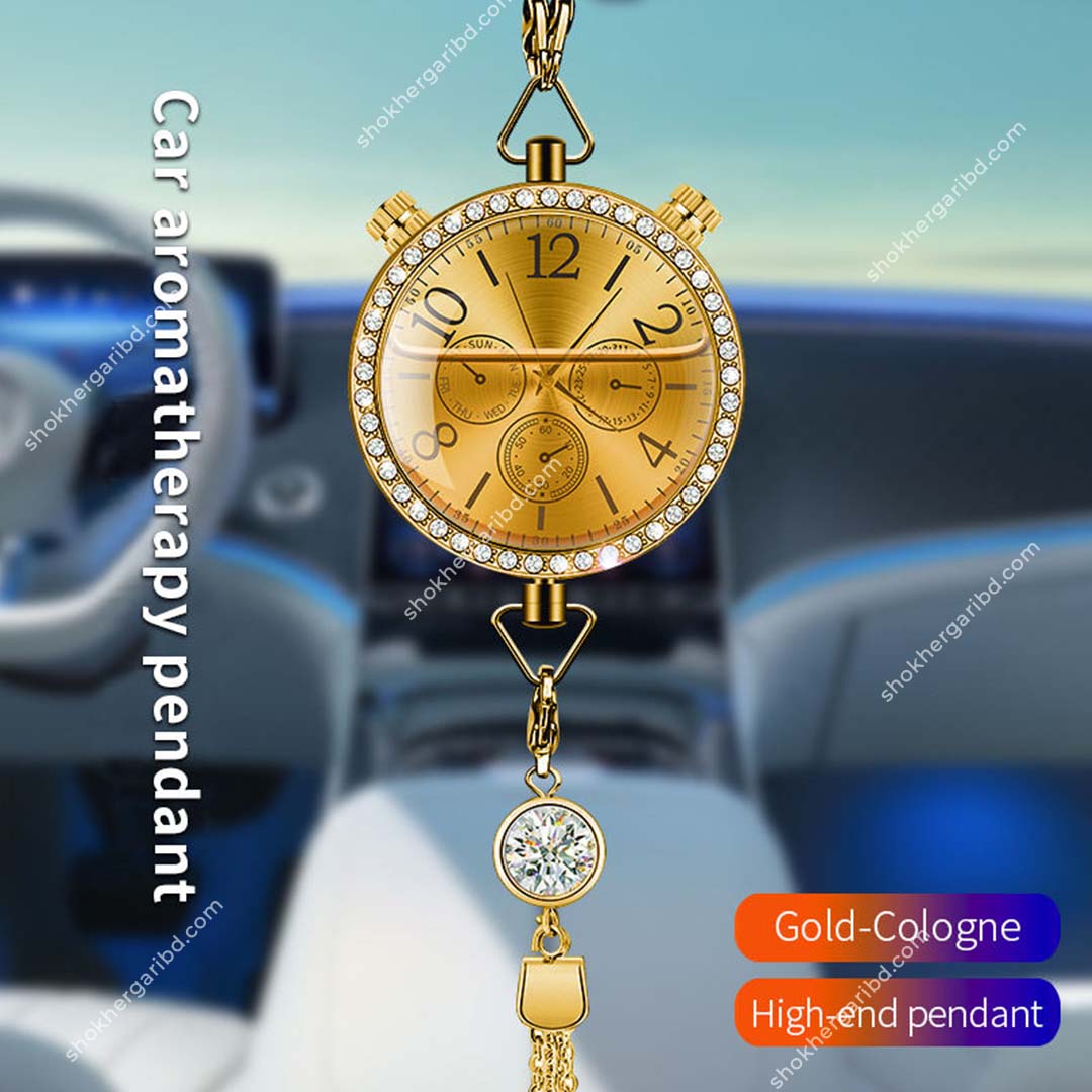 Car Clock With Air Freshener Hanging Showpiece image 5