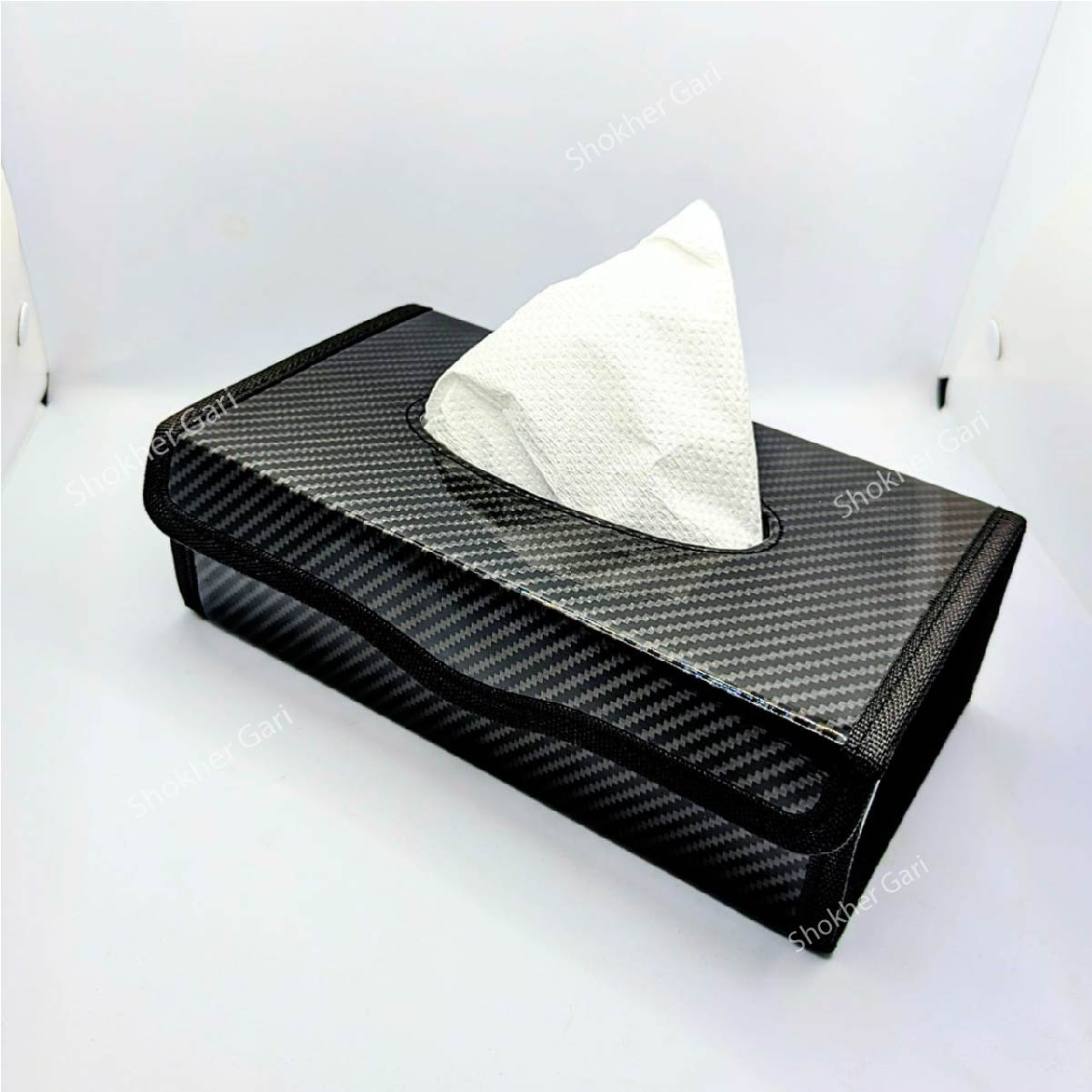 Portable Carbon Fiber Car Tissue Box image 1