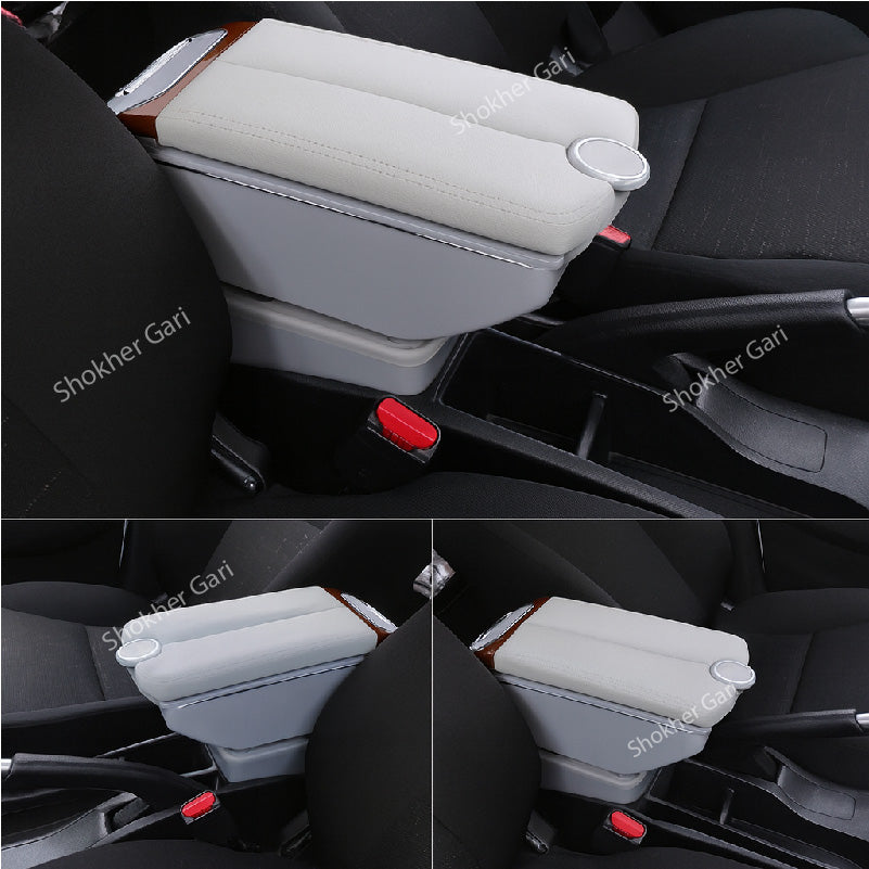 Car Universal Armrest Box Double Doors Open USB Console Box(3 colours) - Ash image