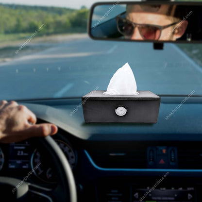 Car Clock Tissue Box  Rectangular  PU Leather image 0