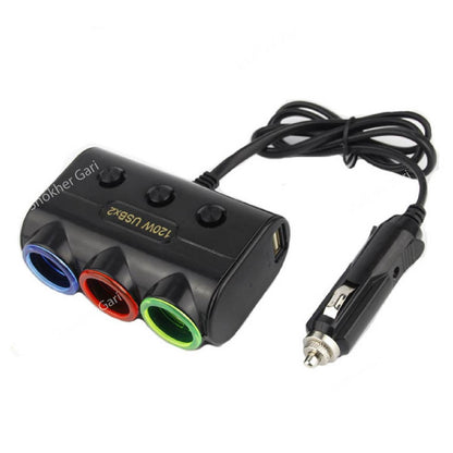 Car Ports Socket Dual USB Power Charger Adapter Output 3A - Black image