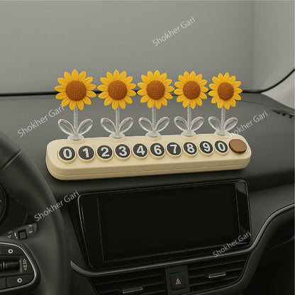 Car Sunflower Showpiece Dashboard Perfume with Mobile Number image 0