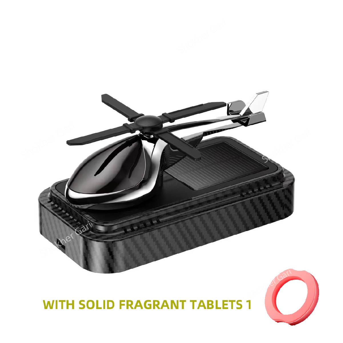 1pcs Car Carbon Helicopter Solar Perfume - Silver image