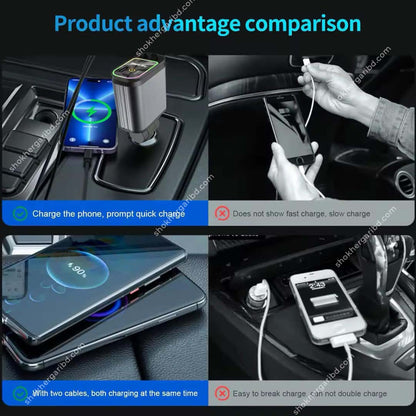 Car Roof Starlight 4 In 1 Retractable 66w Car Charger Dual Type-C Fast Adapter image 3