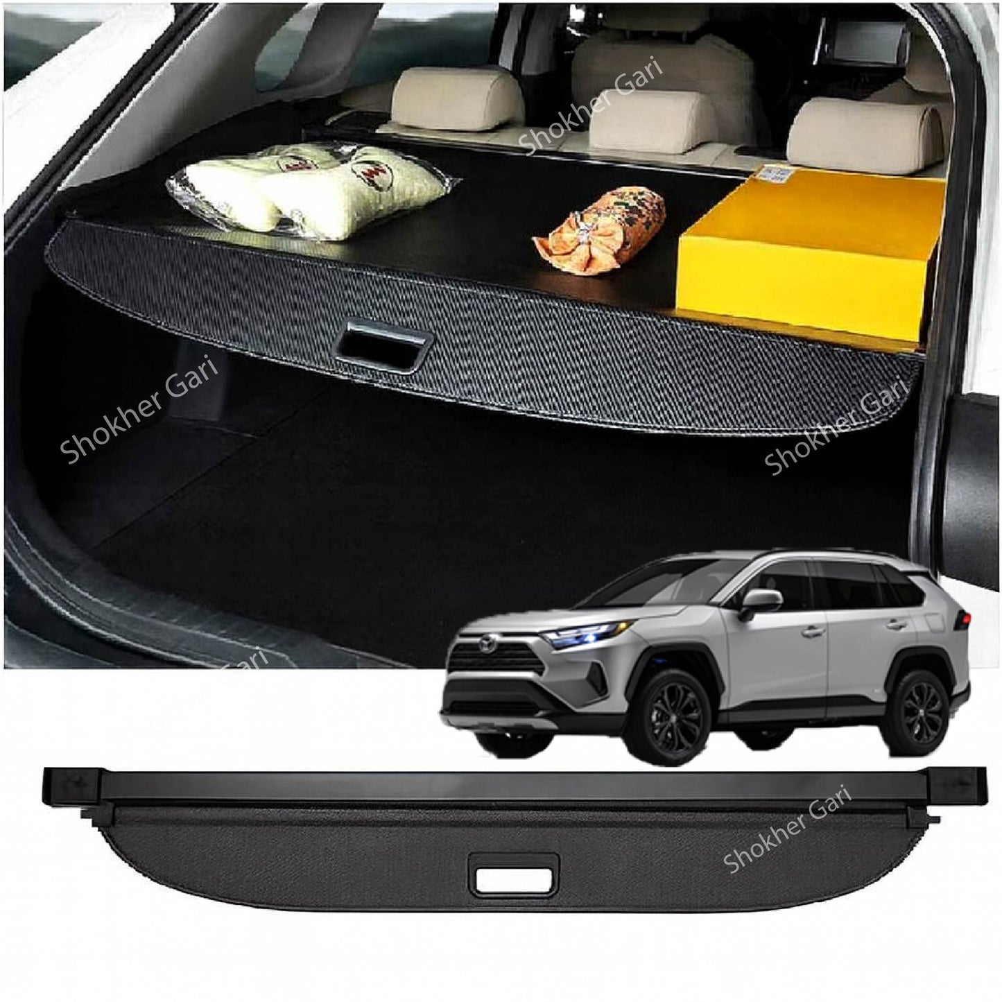 M/Y/P Car Trunk Cargo Cover- Heavy Duty Cargo Cover for Car Trunk- - Rav-4 2018 Plus image