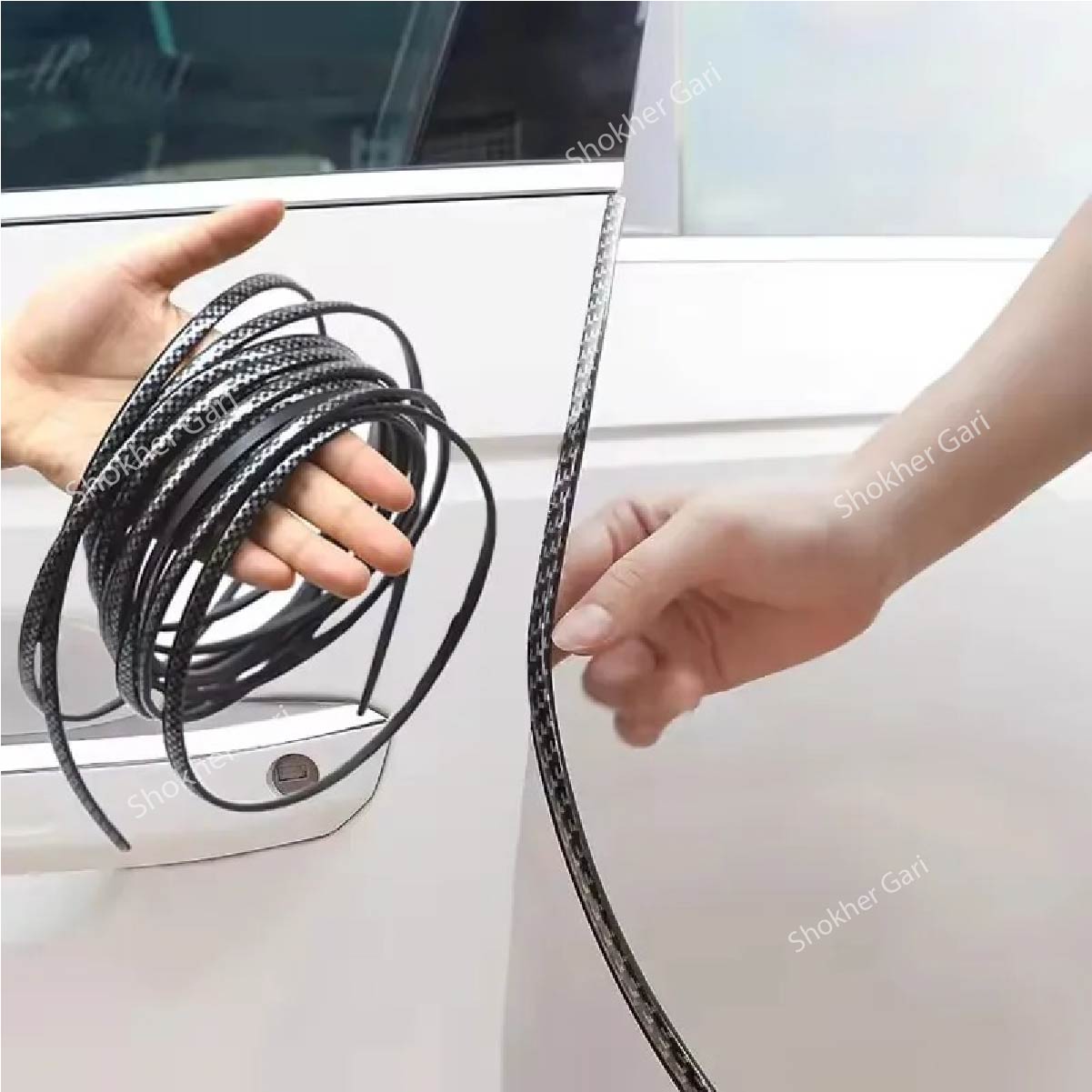 Electroplating rubber strip car door guard 16.4 FT - Carbon image