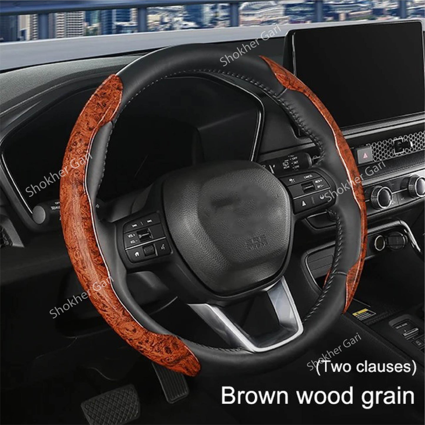 Half Universal Car Wood Steering Wheel Cover image 0
