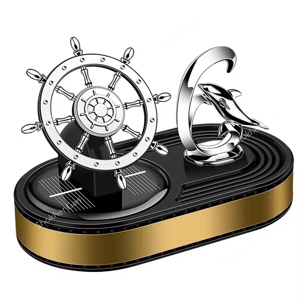 Rotating Rudder Hand Boat Car Solar Perfume - Golden image