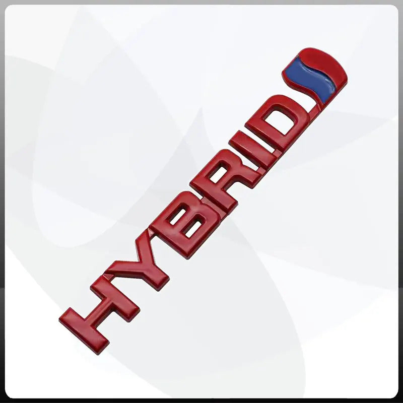 Chrome hybrid symbol - Hybrid vehicle logo - 3 Colors Aesthetic Chrome emblem badge - Red image