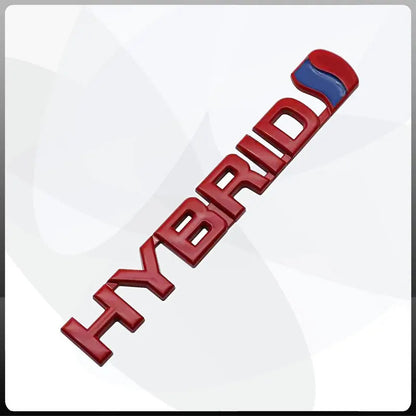 Chrome hybrid symbol - Hybrid vehicle logo - 3 Colors Aesthetic Chrome emblem badge - Red image