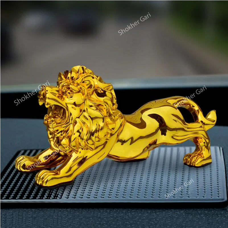 Metal Gold Plated Lion Showpiece For Car Dashboard Decoration image 3