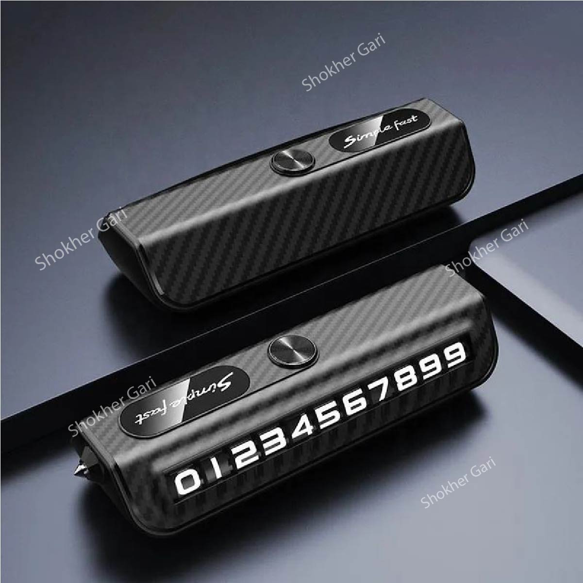 1pcs Window Breaker &amp; Temporary Car Parking Number - Carbon image