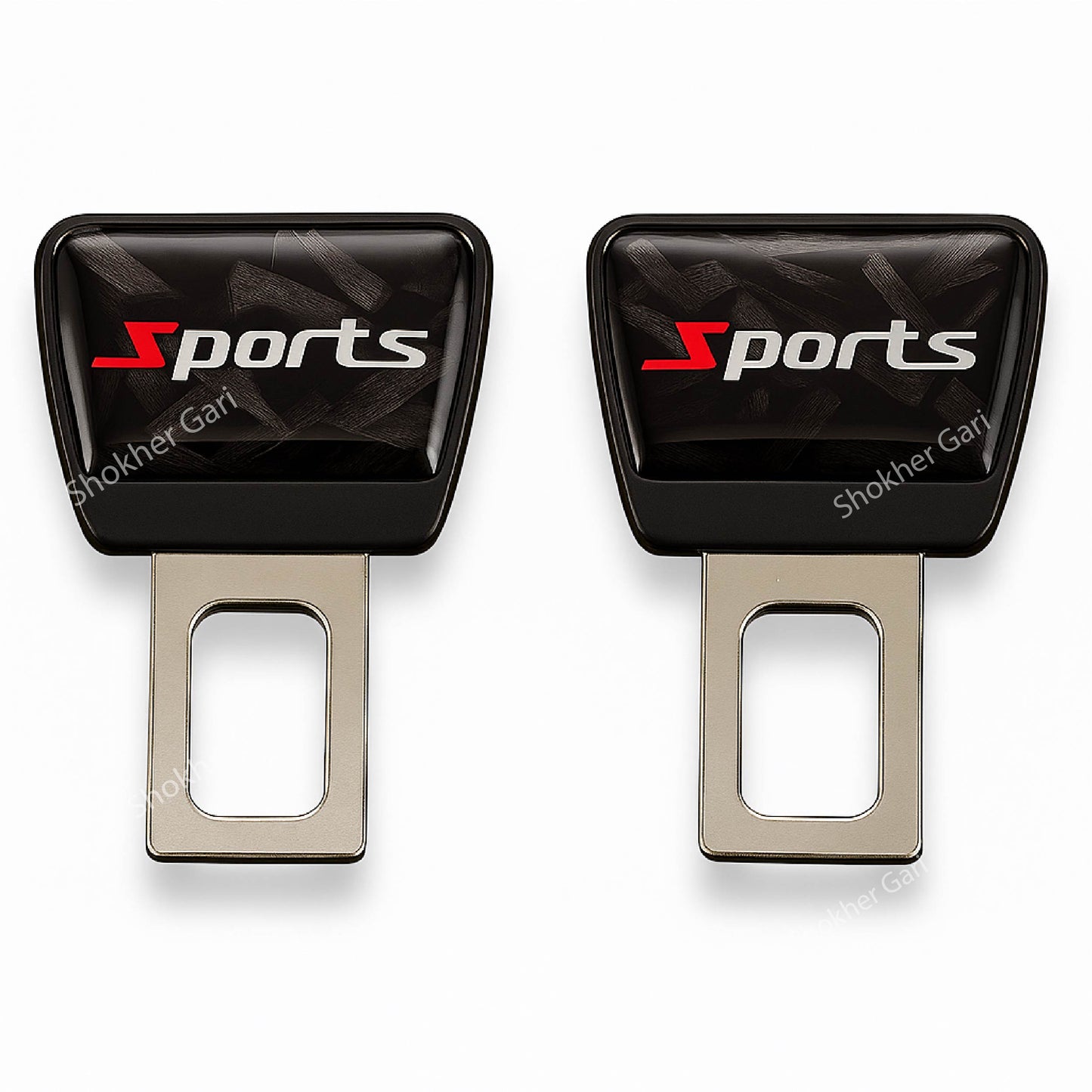 Car Metal Carbon Style Seat Belt Clip 2pcs - Sports image