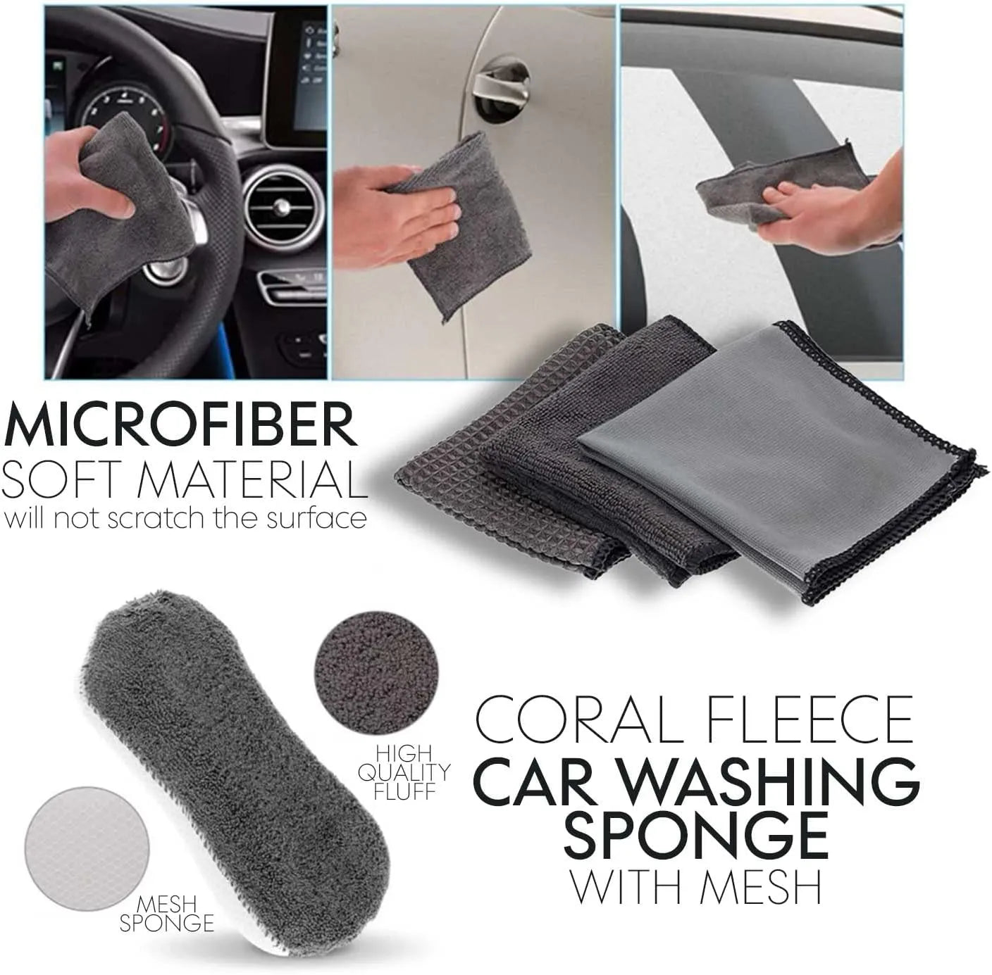 9 Pieces Car Cleaning Tools Wide Application Portable Car Care Kit image 1