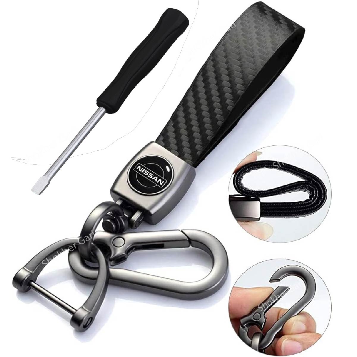 1Pcs Carbon Fiber Car Branded Keyring Artificial Leather - Nissan image