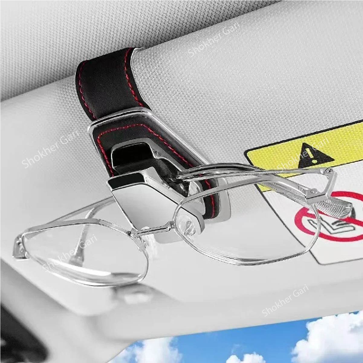 1Pcs Luxury Multi-Functional Car Glasses Holder Leather