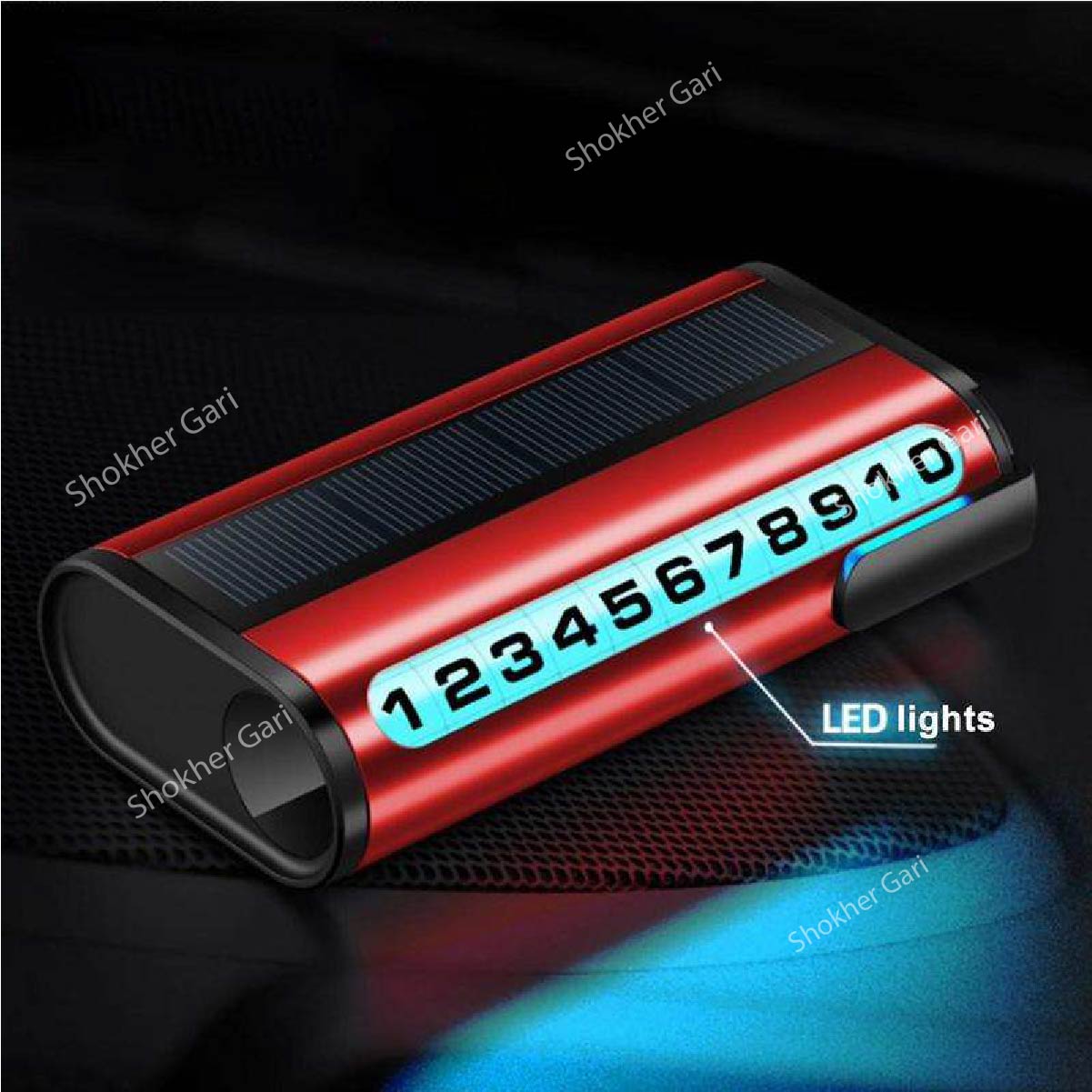 1pcs Solar Powered LED Mobile Temporary Number - Red image