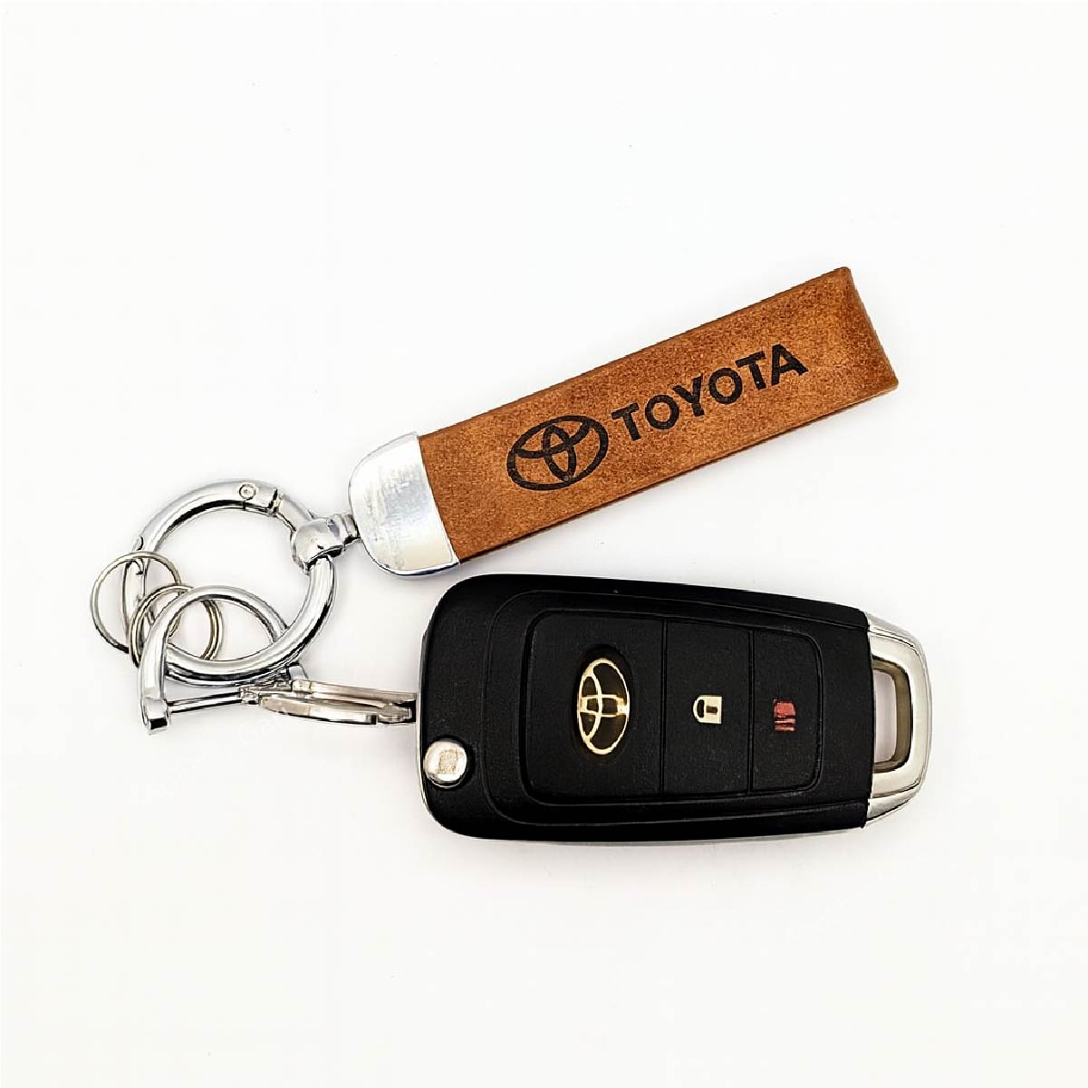 1pcs Brown PU Leather Keyring Premium image 0