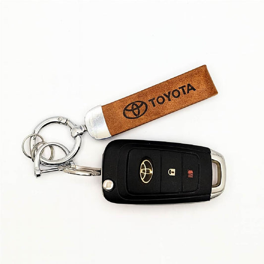 1pcs Brown PU Leather Keyring Premium image 0