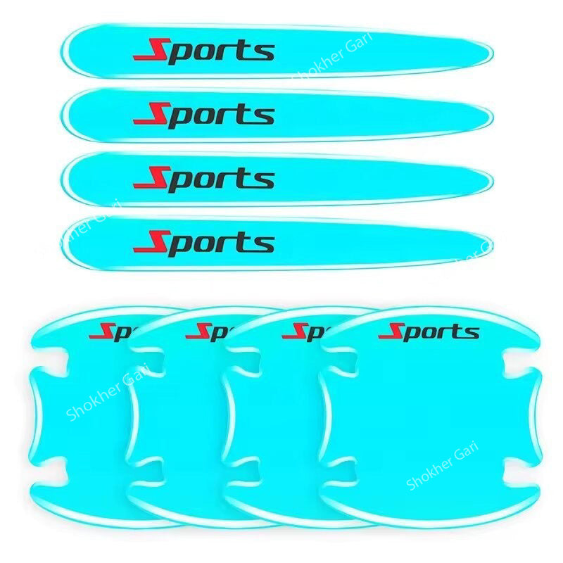 8 pcs set Sports Car Door Handle Bowl Cover Protector Sticker image 4