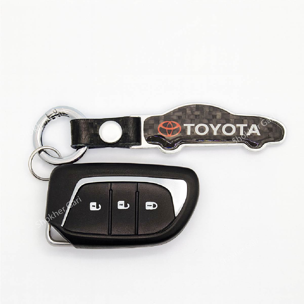 Carbon Car Shape Metal Keyring