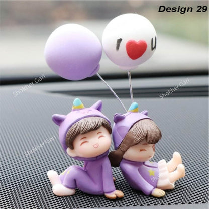 Car Dashboard Showpiece Cute Cartoon Couple Action Doll Balloon - 29 image