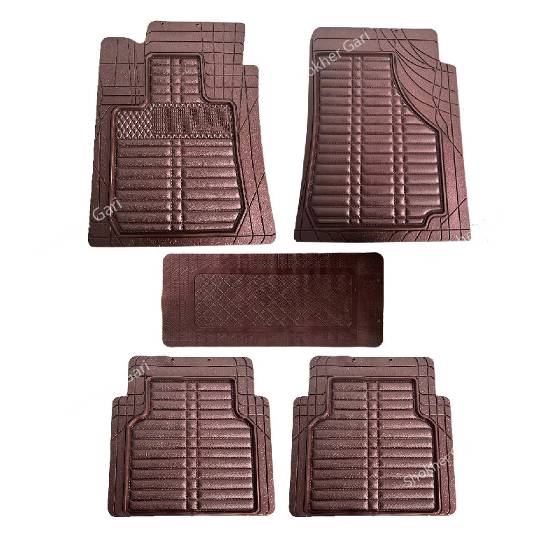4D Luxury PVC Soft Floor mat 5pcs set - Coffee image