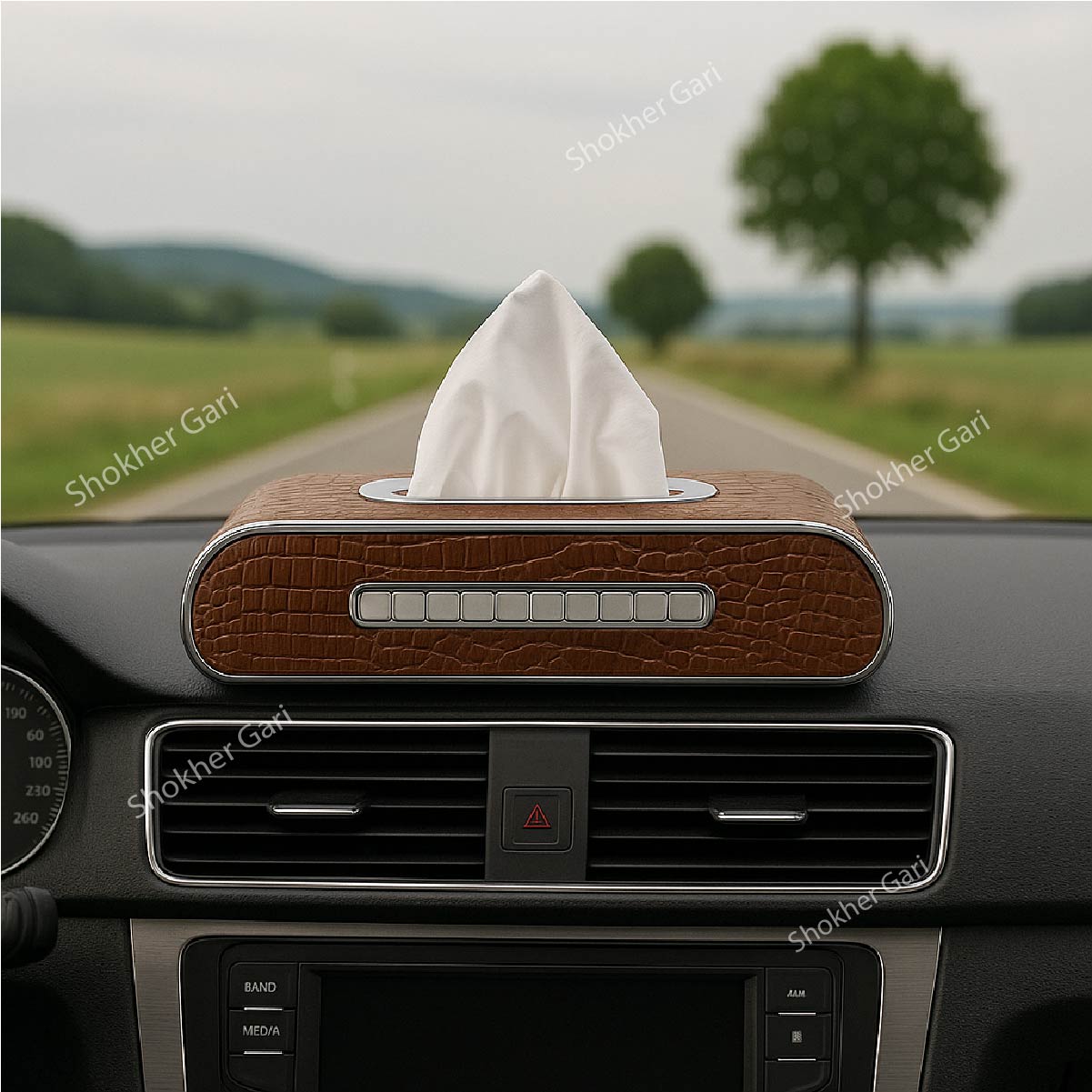 Crocodile Car Tissue Box with Number Plate - Golden image