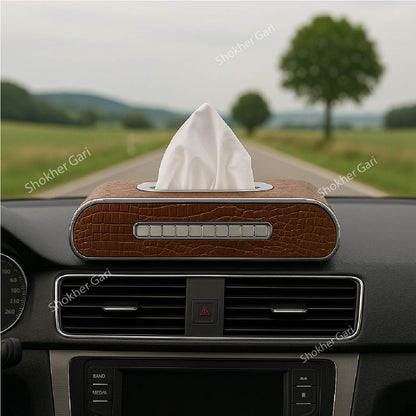 Crocodile Car Tissue Box with Number Plate - Golden image