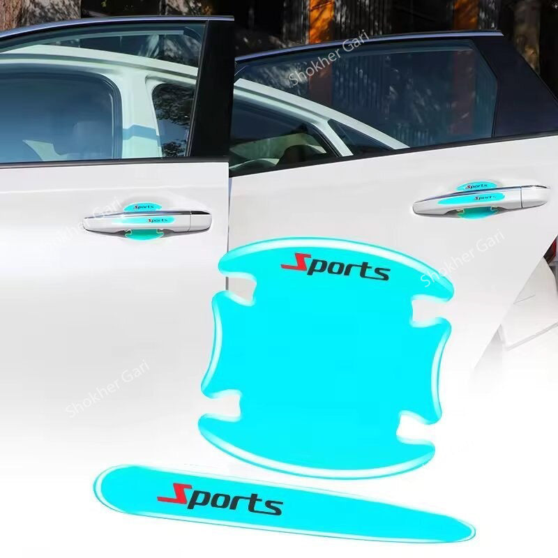 8 pcs set Sports Car Door Handle Bowl Cover Protector Sticker image 2