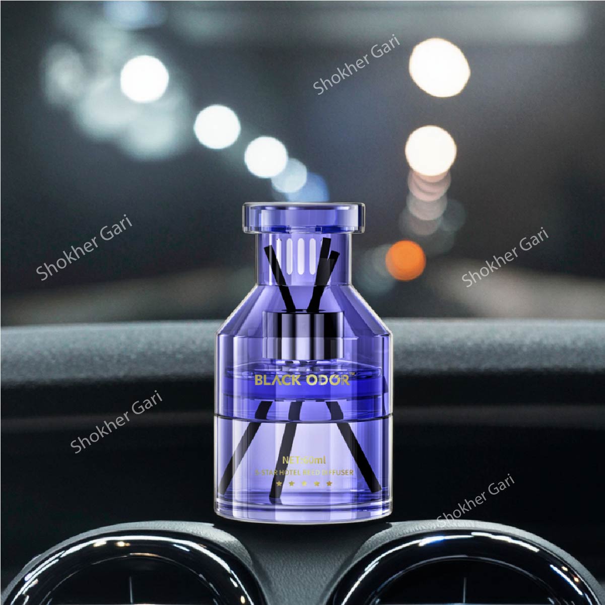 Car Modern Luxury Solid Glass Air Freshener Black Oud Perfume image 1