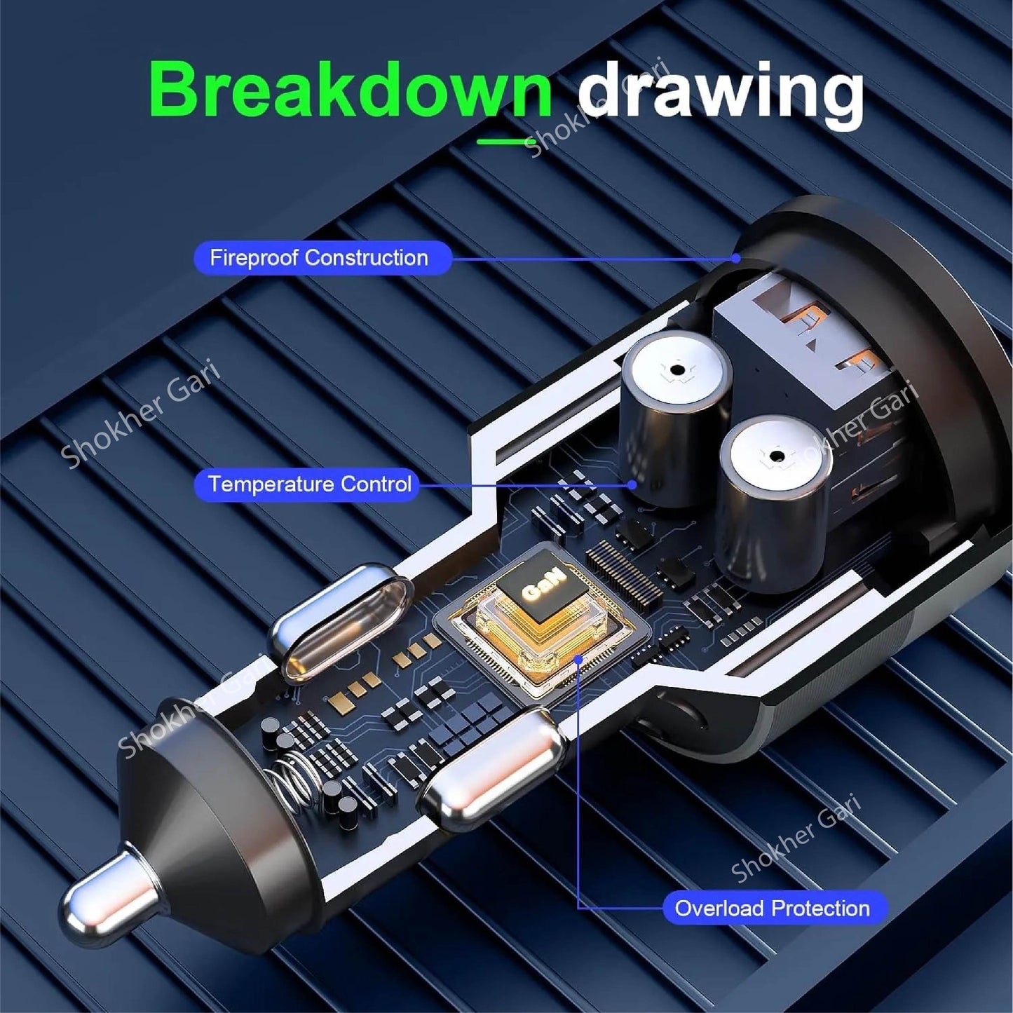130W USB Pugan Car Fast Charger Cable With C Туре image 1