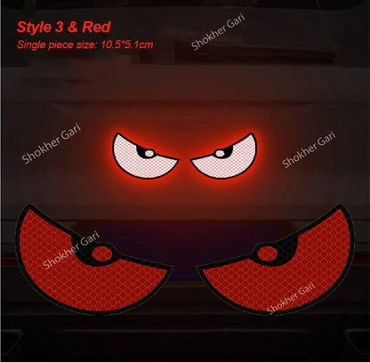 2Pcs Round Cat Eyes Pattern Night Reflective Sticker  - Red image