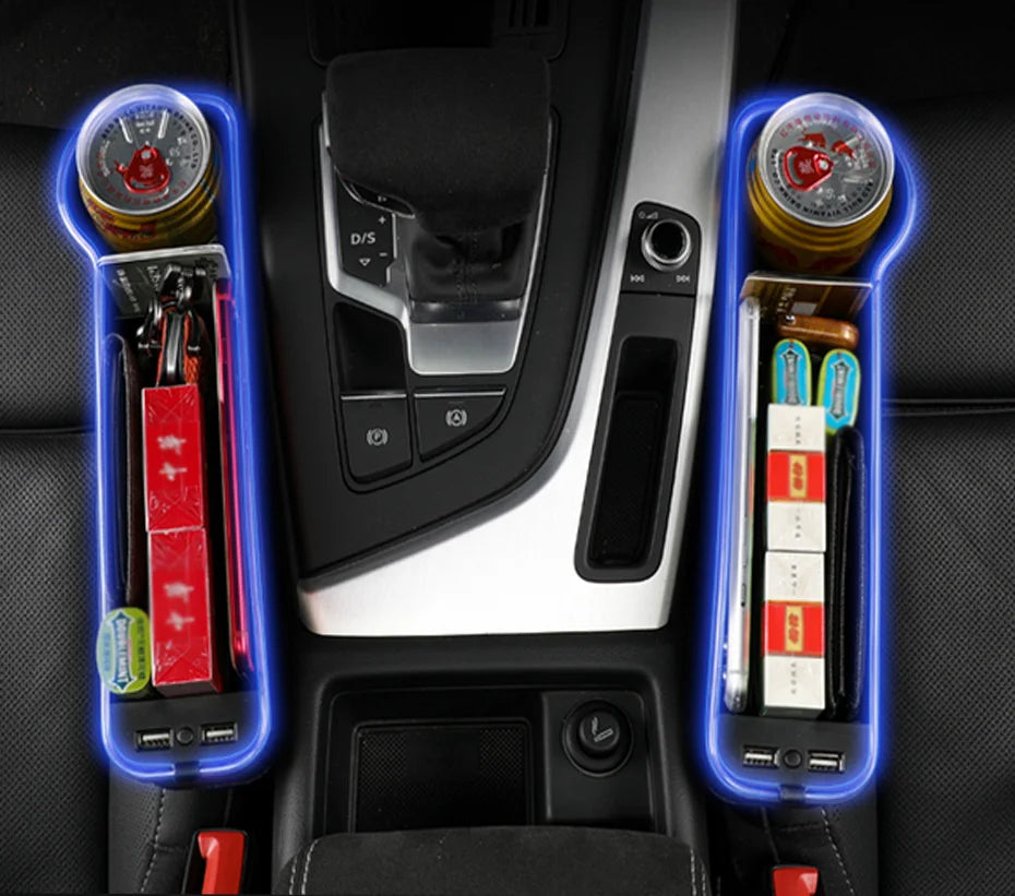 Car Seat Gap Filler Cup Holder With Dual Usb Port 2pcs set image 1