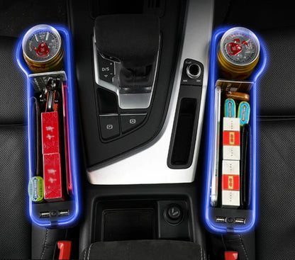 Car Seat Gap Filler Cup Holder With Dual Usb Port 2pcs set image 1