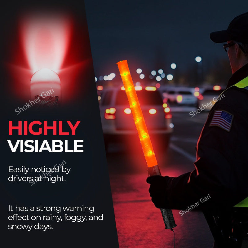 1 pcs Traffic Warning Baton With Sling LED Flashlight image 0