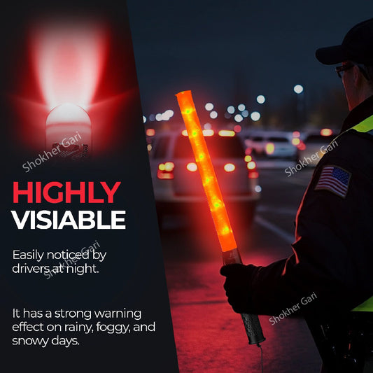 1 pcs Traffic Warning Baton With Sling LED Flashlight image 0