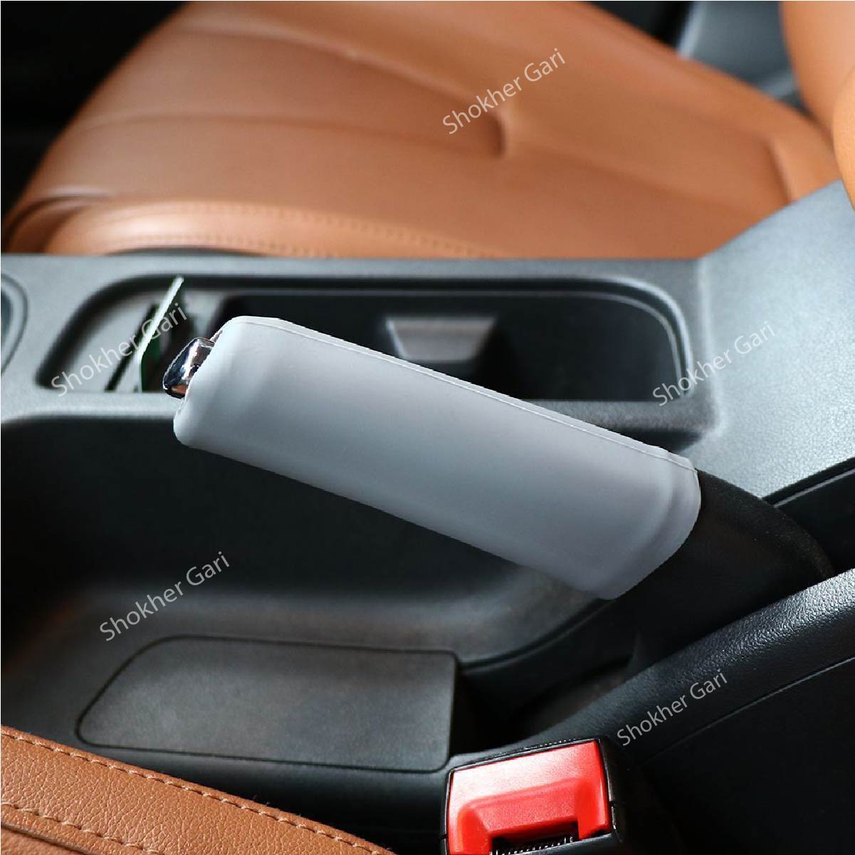 Handbrake Grip Cover Silicone Material-Car Handbrake Sleeve Silicone Cover - Ash image