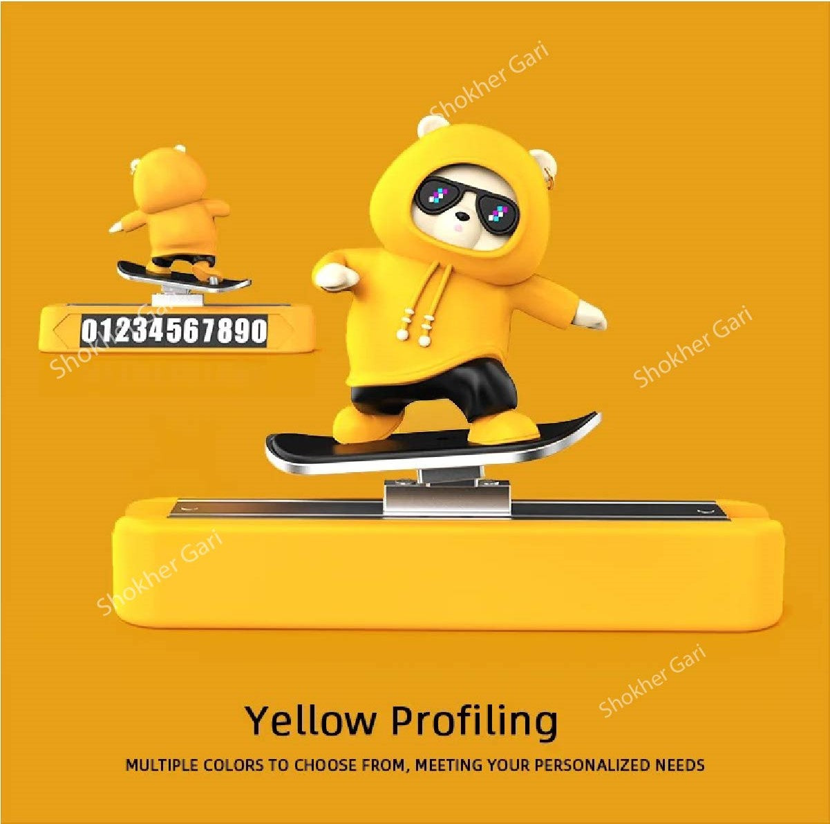 Bear Skateboard Car Dashboard Showpiece Magnetic Parking image 1