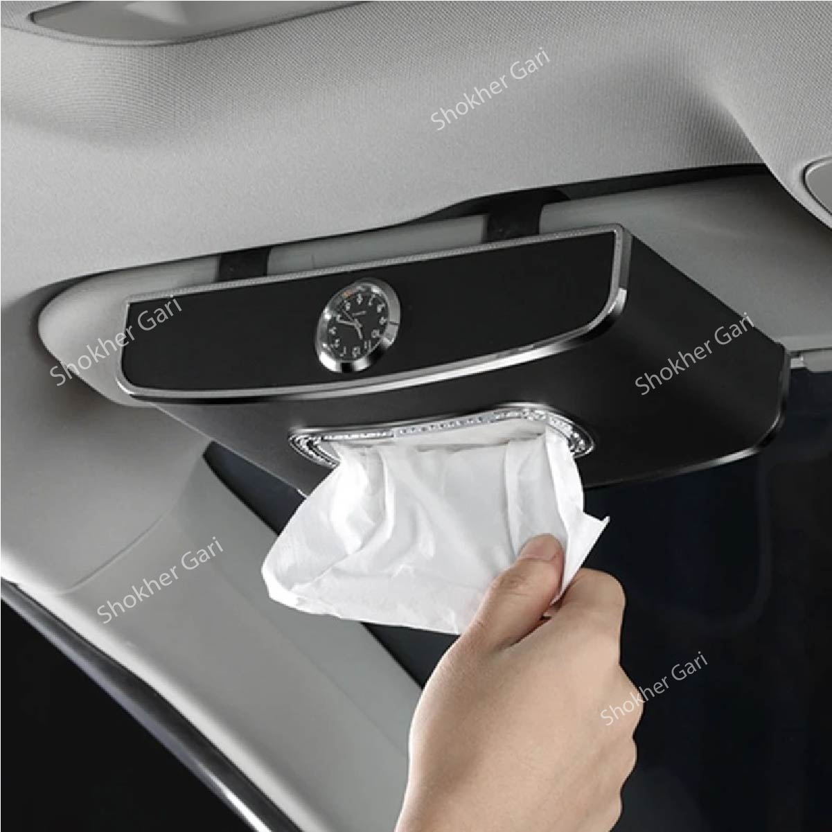 Multi-function Car Clock Tissue Box Cover Rectangular image 1