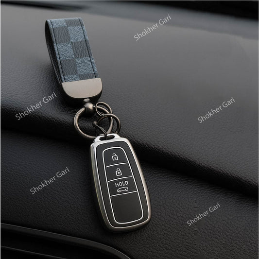 Silver TPU remote cover &amp; Keyring for Toyota Chr, Prius, Corolla Cross etc image 0