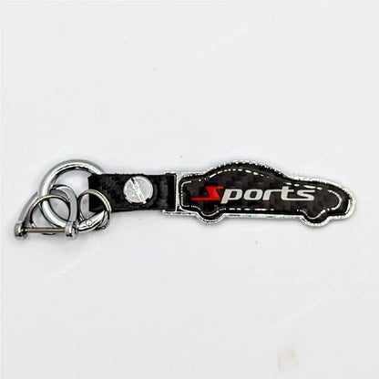 Carbon Car Shape Metal Keyring