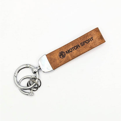 1pcs Brown PU Leather Keyring Premium image 3