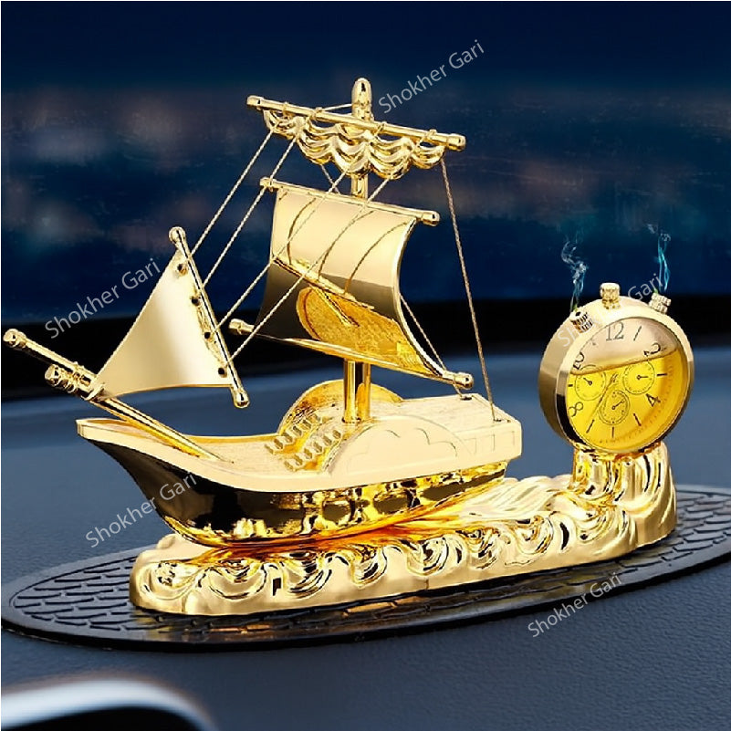 Luxurious Dashboard Boat Showpice-Perfume With Clock image 1