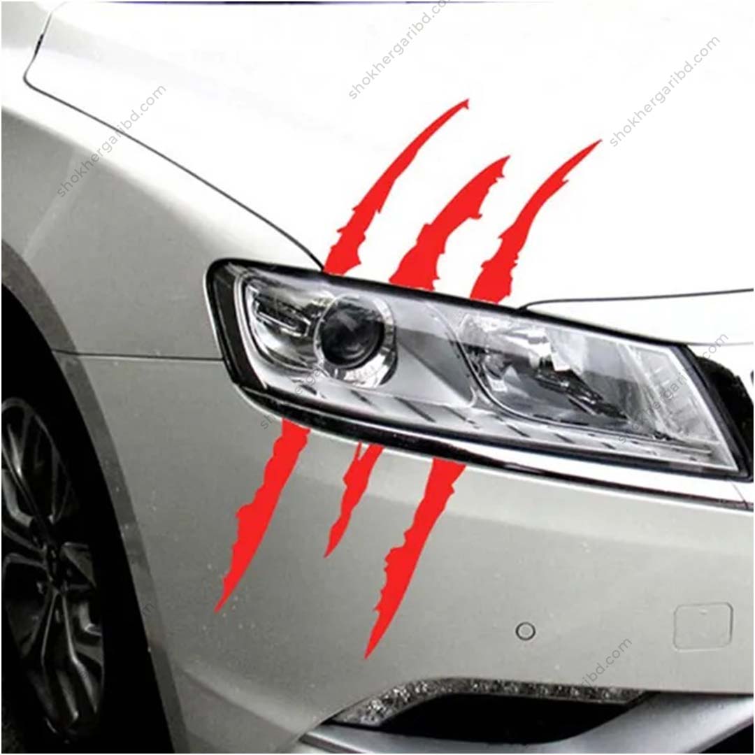 2pcs Claw Marks Sticker For Car Headlight - Red image
