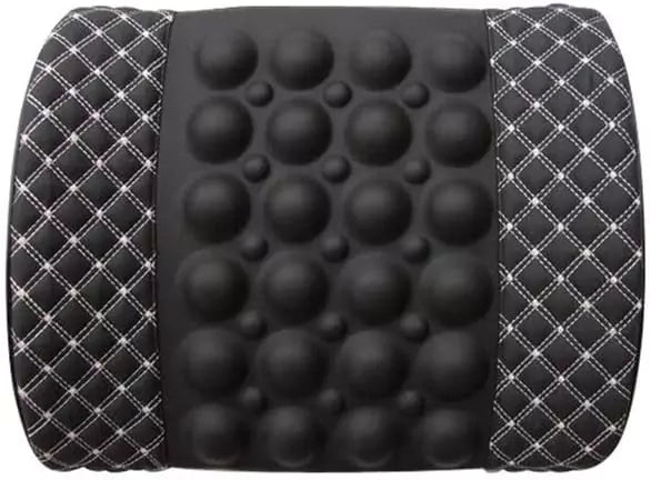Car Seat Massage Cushion-Back Pain Relief Seat Massager-No1 - Black-White Check image